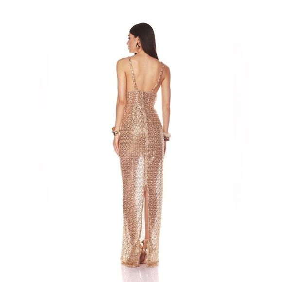 NWOT BRONX AND BANCO Allegra Gold Sequin Maxi Dress, size S - Picture 6 of 16